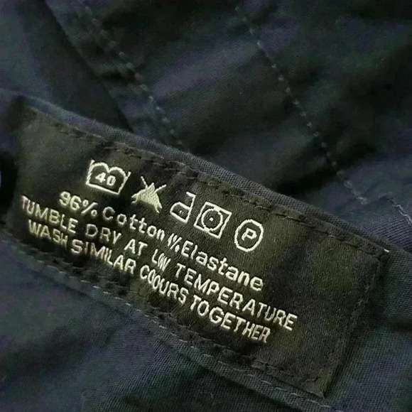 Savile Row Button Front Dress Shirt Slim Fit Navy Blue XL Long Sleeve - Picture 3 of 4